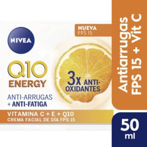NIVEA CREMA FACIAL ANTI-ARRUGAS Q10 ENERGY + VIT C Y E FPS 15 50 ML