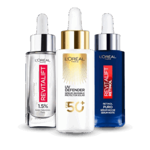 COMBO L'Oréal Tri-Serum Ácido Hialurónico + UV Defender + Retinol Noche