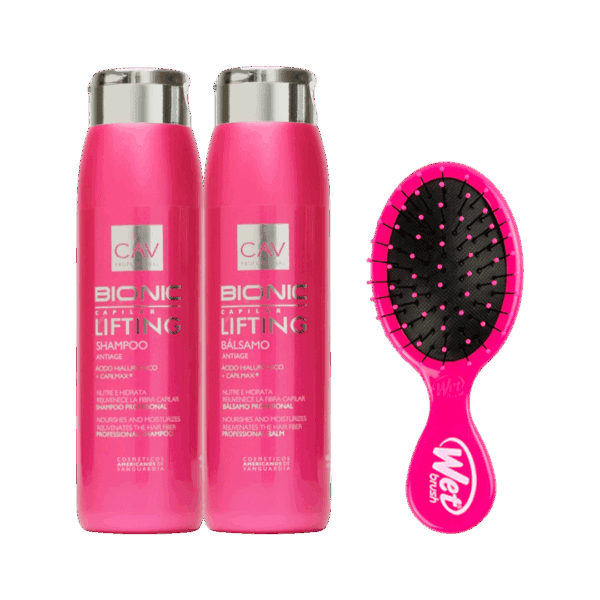 COMBO Wet Brush Mini Detangler rosa + CAV Bionic Lifting