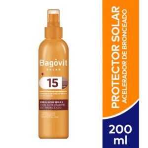 BAGOVIT SOLAR EMULSIÓN SPRAY FPS15 CON ACELERADOR DE BRONCEADO 200 gr
