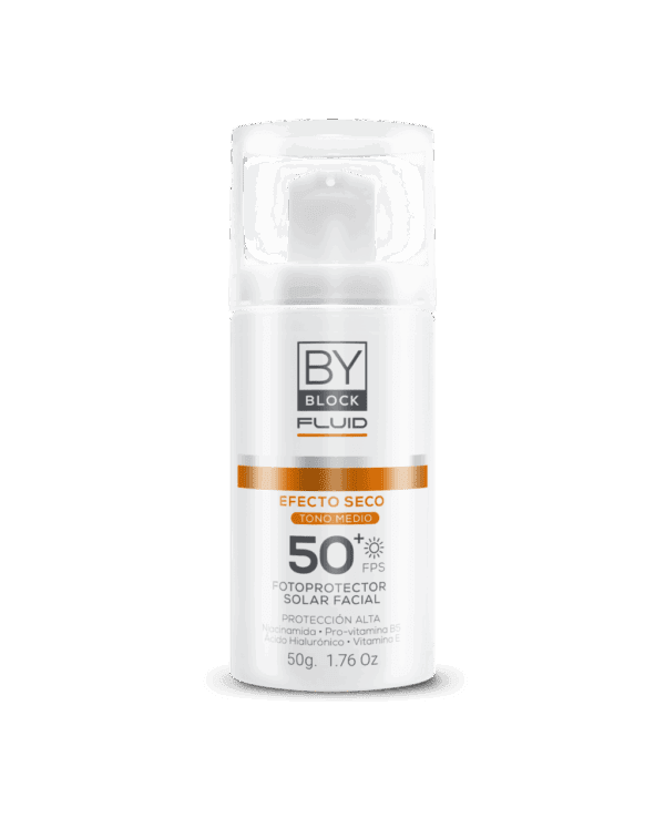 BY DERM - FOTOPROTECTOR FLUIDO TOQUE SECO TONO MEDIO FPS50
